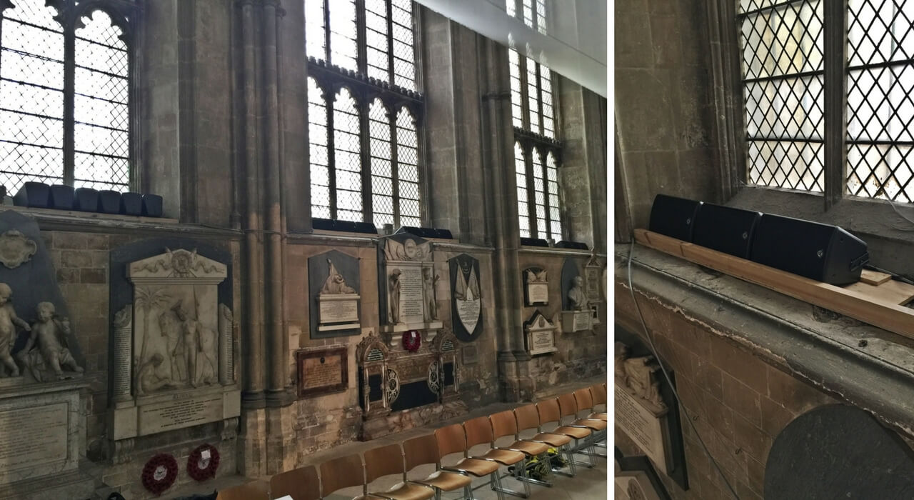Canterbury Nave window sills with speakers