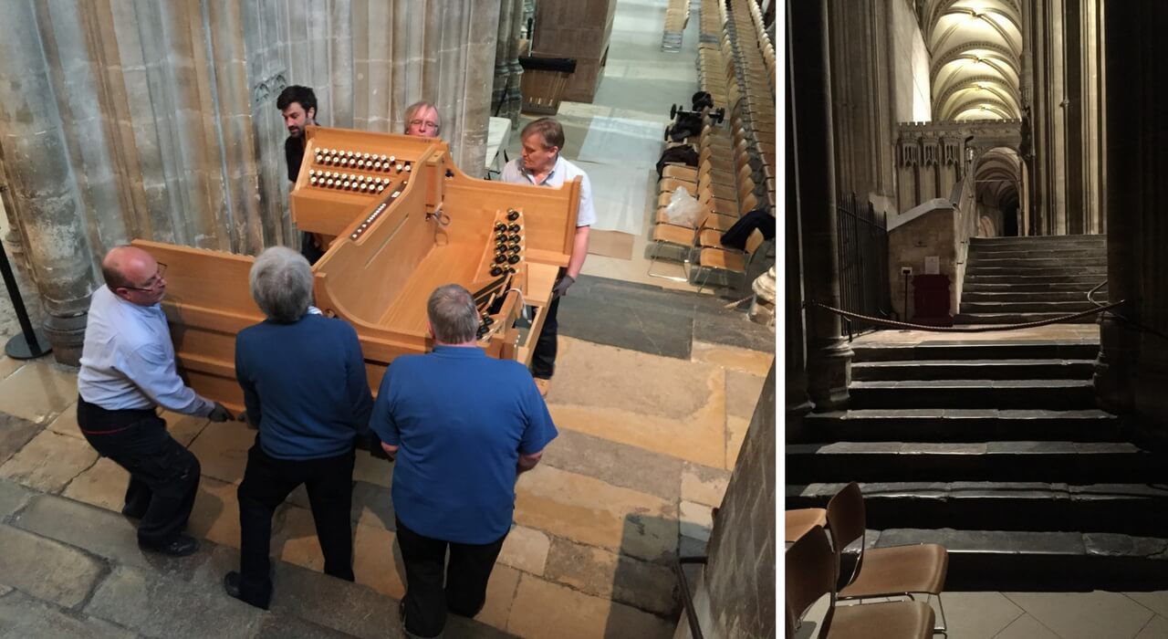 Carrying the Canterbury Organ up stairs