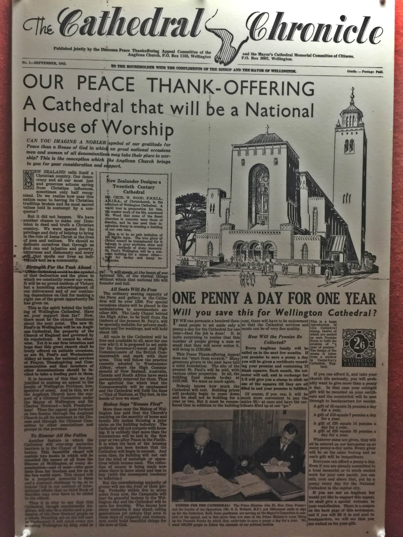 Newspaper article - Wellington Cathedral