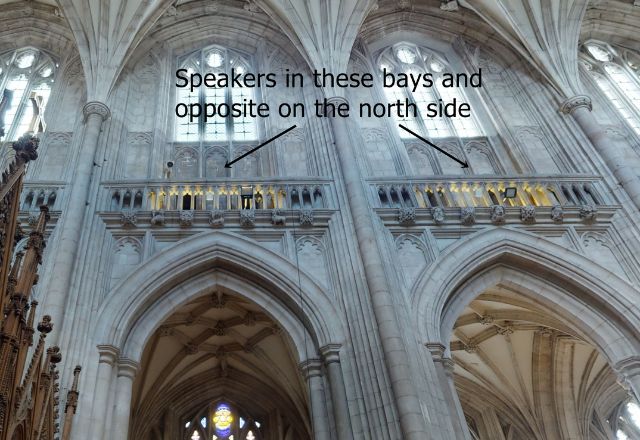 Winchester Cathedral Triforium speaker location