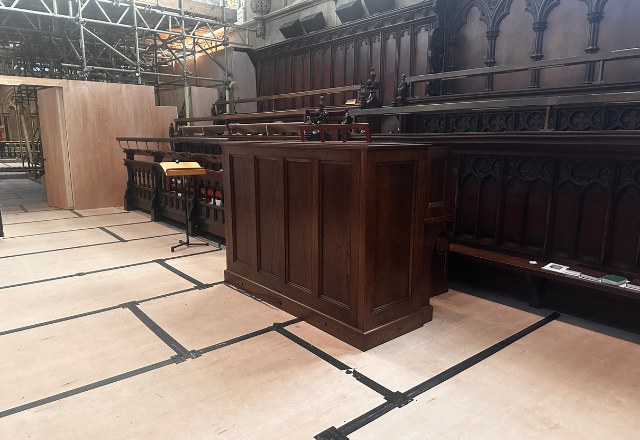 Organ console back angle St Johns College