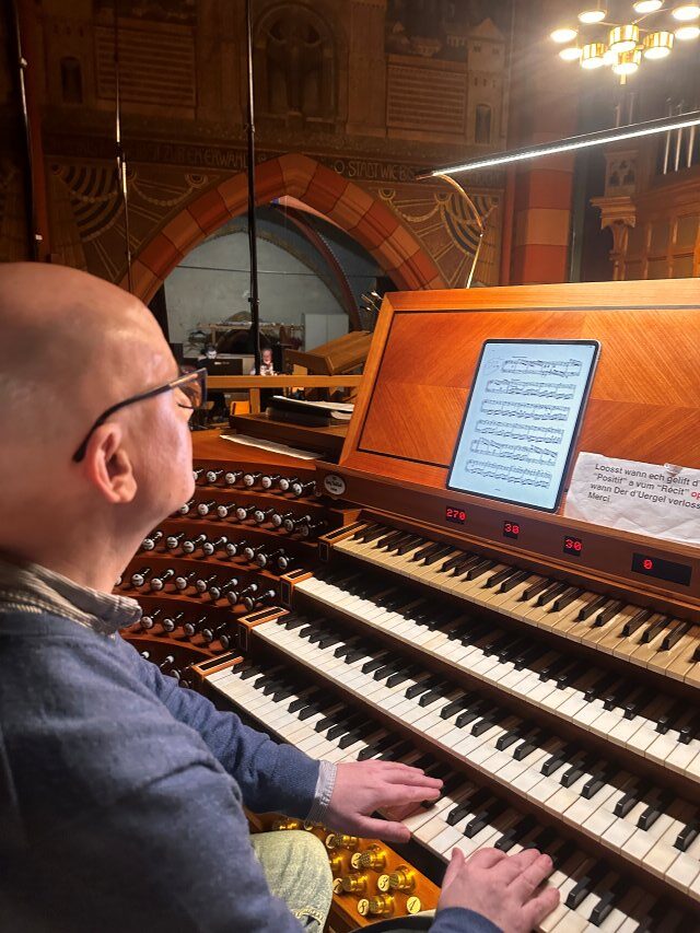 Joseph Nolan by organ at Dudelange